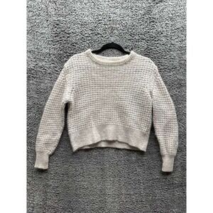 Filippa K Mohair-Wool Waffle Knit Pullover Crop Sweater Off-White Womens Size M‎